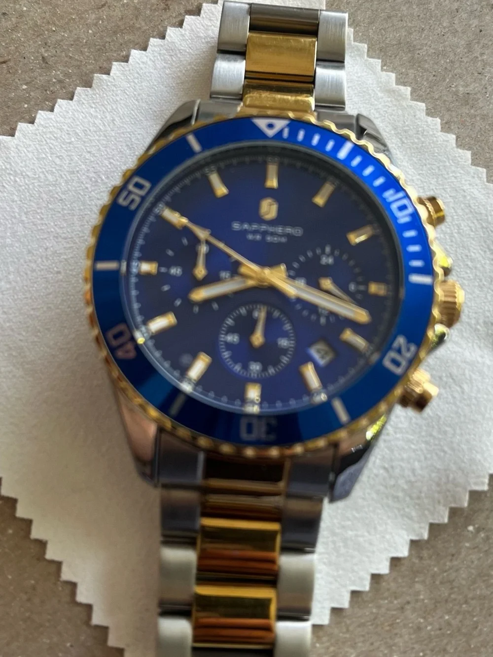 Sapphire Blue & Gold Chronograph Dive Watch